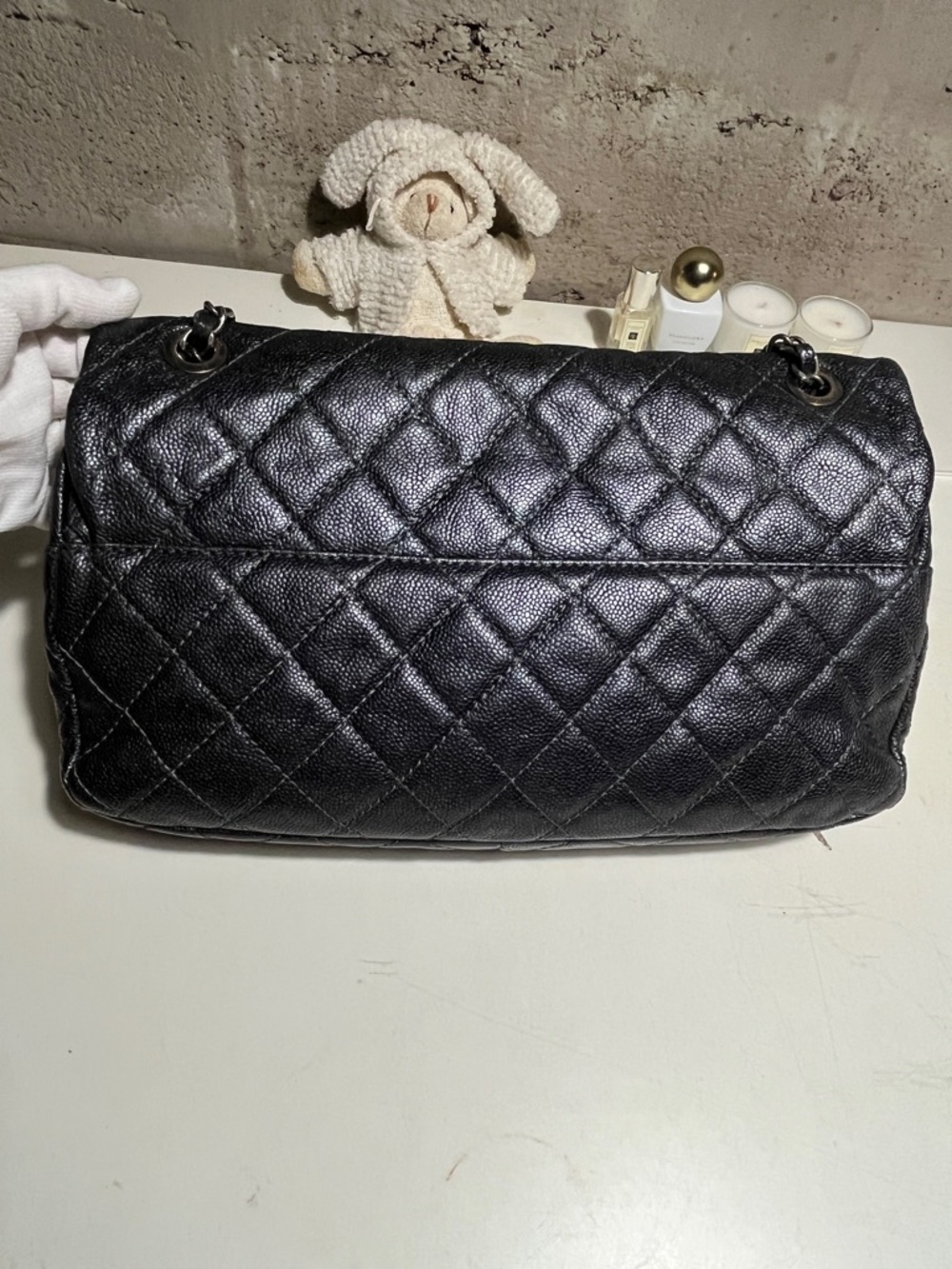 CHANEL Quilted Caviar Leather Jumbo Airplane Double Flap Shoulder Bag - Picture 2 of 16